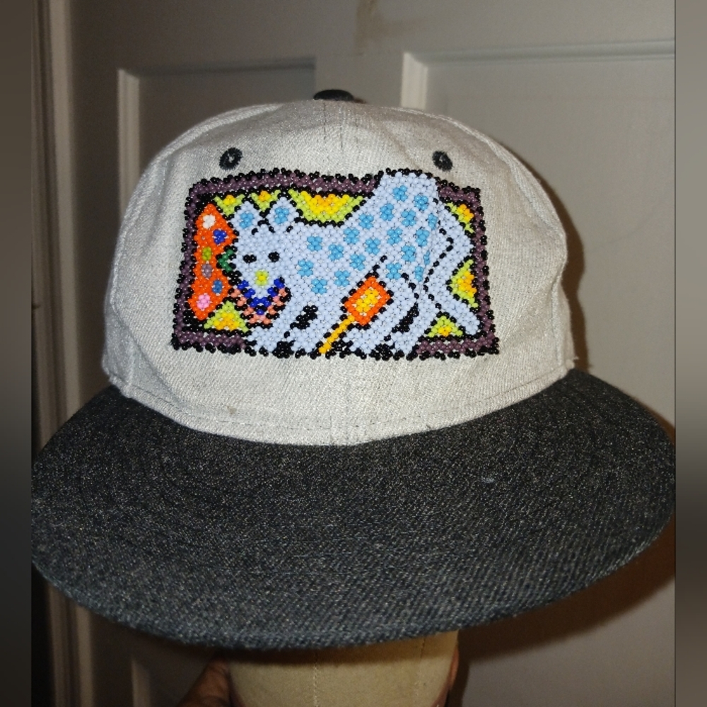 Beaded CAT Cap Hat By Aramara, High-quality Mexican Art Tepic Mexico